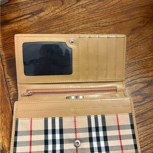 Beige Checkered Wallet